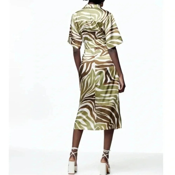 New Zara Animal Print Midi Shirt Dress - Picture 2 of 11